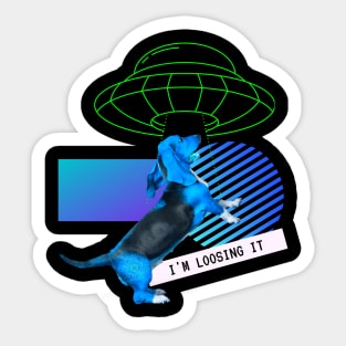 Basset Dog Loosing Vaporwave Party Techno Glitch Sticker